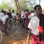 Humwend receives 12 bicycles from SEED. Students travelling over 1 hour to and from school use the bicycles.
