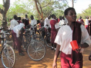Humwend receives 12 bicycles from SEED. Students travelling over 1 hour to and from school use the bicycles.
